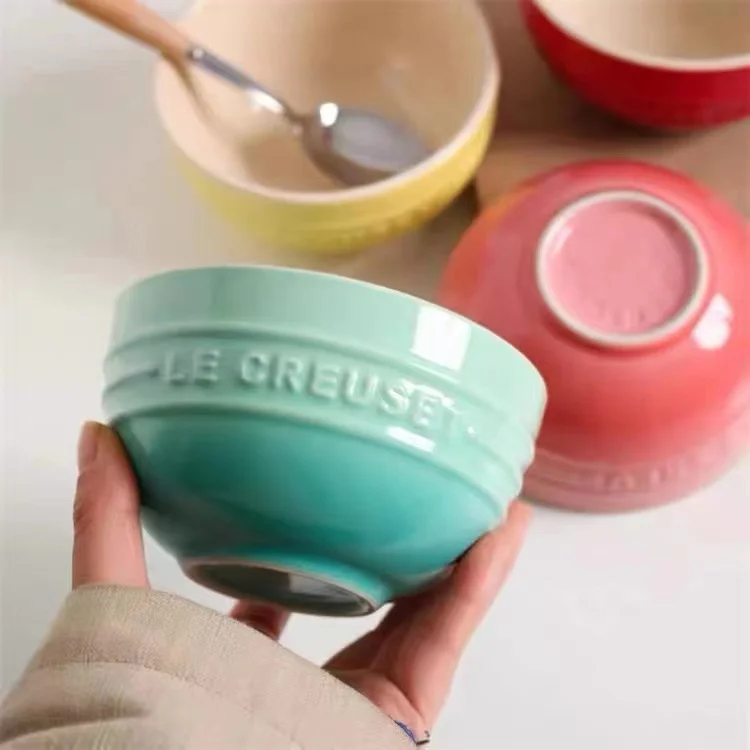 Cool Color Dinnerware Rice Bowl Family Use Eating Gradient Color Glazed Porcelain Macaron Color 475 Inch 12cm Soup Bowl