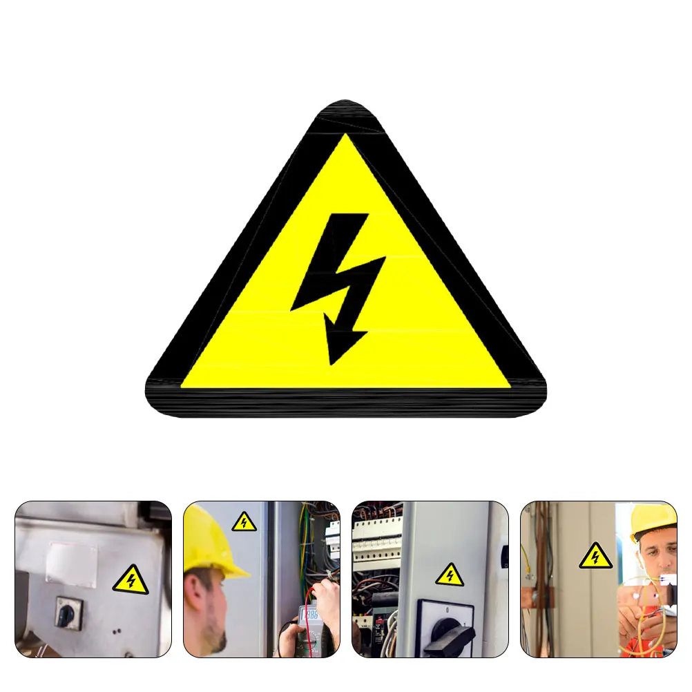 

10 PCS Anti-electric Shock Sign Sticker Fence Accessories Tag Label Supplies Ground Stickers Warning Caution Signs