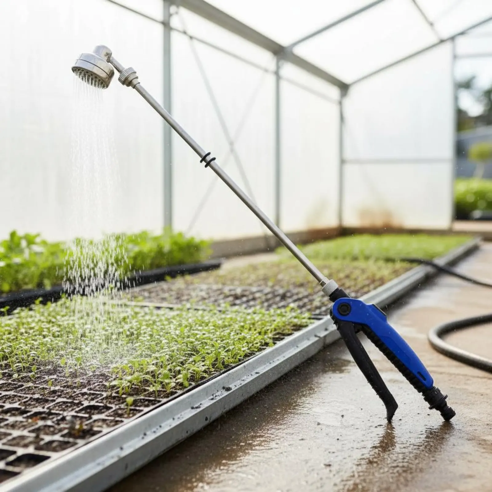 Metal Garden Water 360 Degree Rotation Long Reach Watering Wand Rotating Spray Nozzle Wand Rust Resistant for Farm