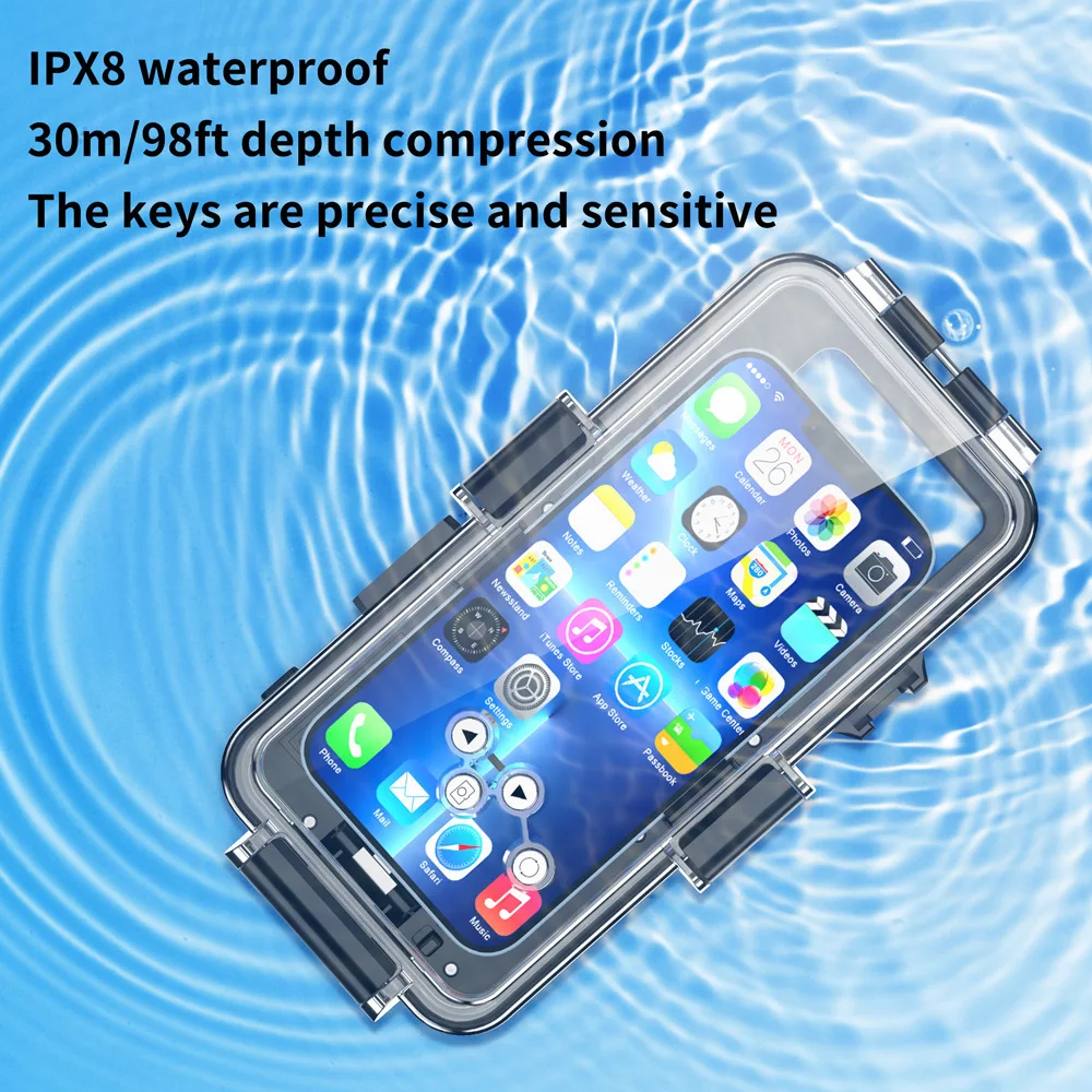 Diving Snorkeling Underwater Case 98FT/30M [Operated Underwater] Photo Video,Waterproof Housing for iPhone 14/Pro Max/13/12/11