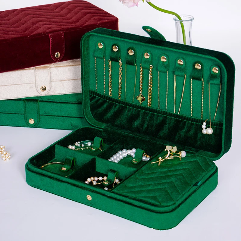 

Necklace storage box, large-capacity retro accessory storage box for home use, European-style earrings, velvet fabric Jewelry