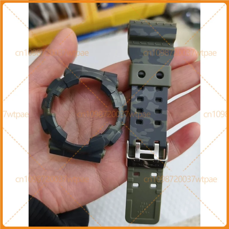 For Camouflage Green Resin Strap & Case Accessories For Casio GA110 GA100 GA120 GA140 GD100 GAX100 Watch