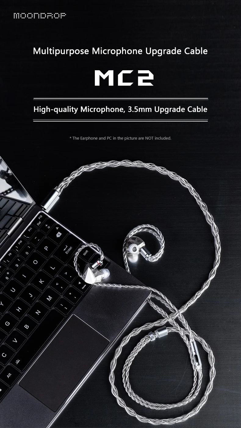 MOONDROP MC2 Mikrofon-Upgrade-Kabel 3,5 mm 0,78 mm 2-poliges sauerstofffreies Kupfer und Versilberung – Detail 1