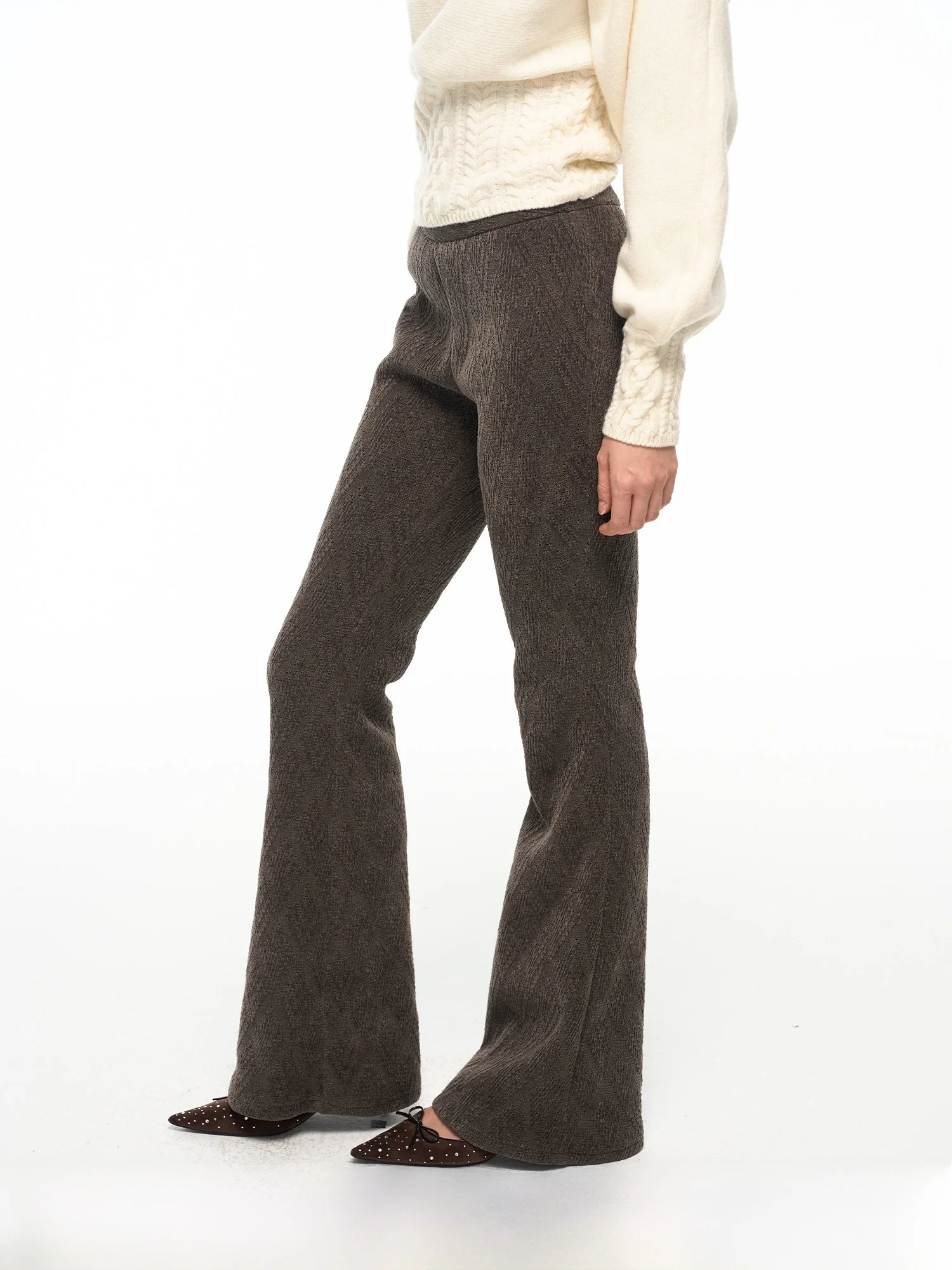 

Винтажные вязаные брюки-клеш Billconch для женщин: осенне-зимние, облегающие, струящиеся, повседневные, Ci Walk