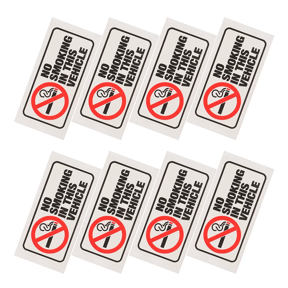8Pcs No Smoking Car Stickers Visible Waterproof Decals for Vehicles Doors Dashboards Office Hotel Restaurant No Smoking Area