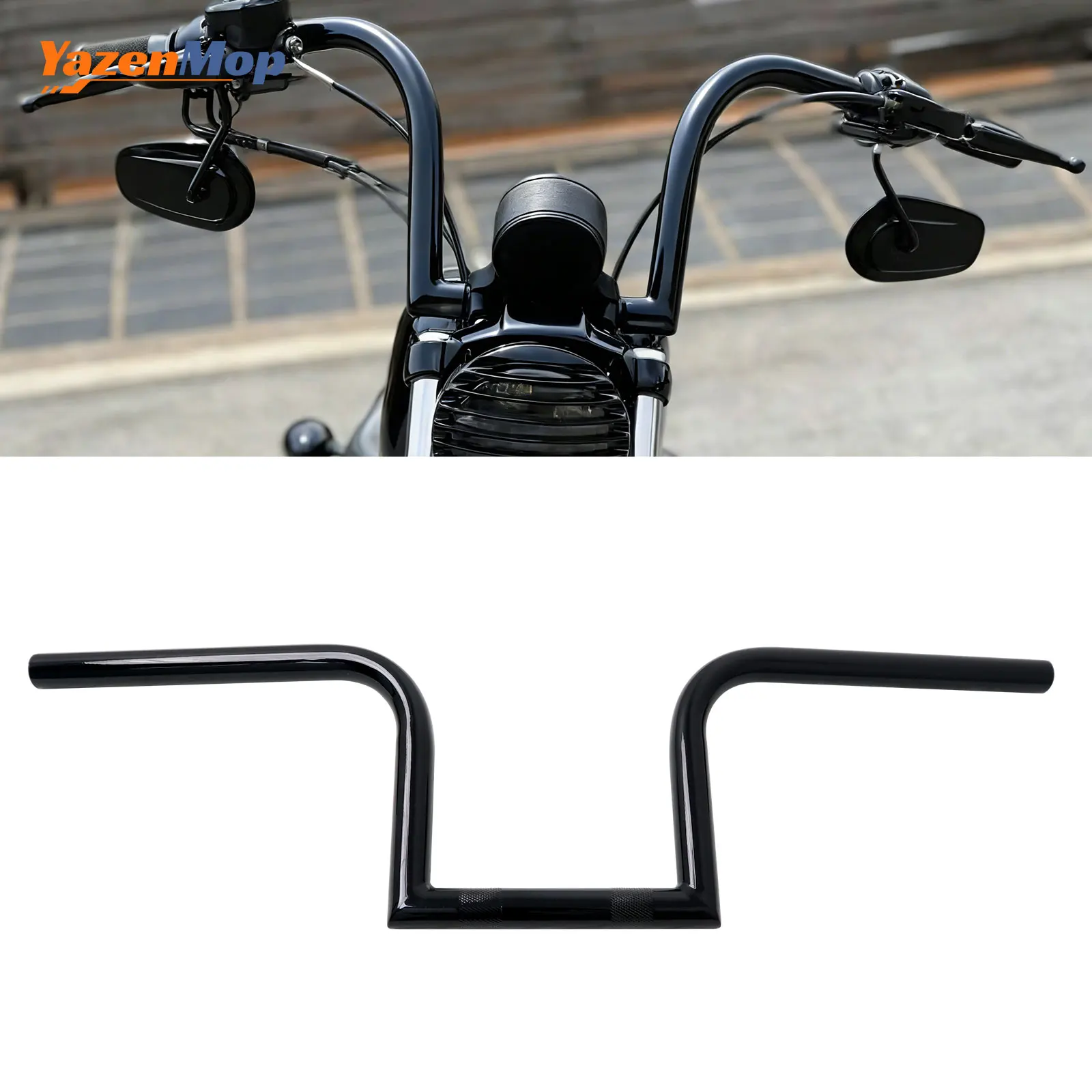 

YazenMop Motorcycle Handlebar 1 inch Z bar for Harley Softail Slim Heritage Fat Boy Deluxe Sportster XL 883 1200 Models