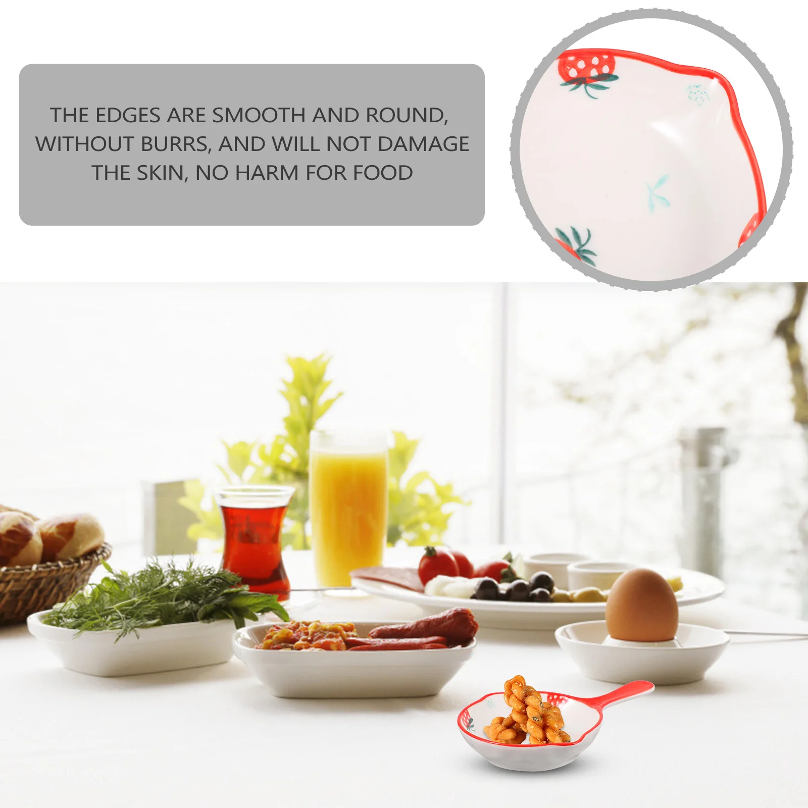 

2Pcs Ceramic Dipping Sauce Dishes Smooth Edges Round Design Compact Size Use Small Dipping Sauce Dish