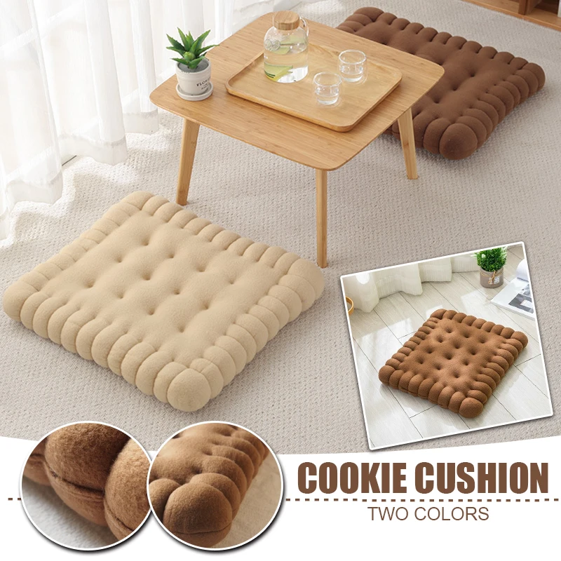 Plush Creative Biscuits Pillow Square Cookie Lifelike Food Snack Cushion Chair Car Seat Cushion Floor Yoga Mat Photo Props