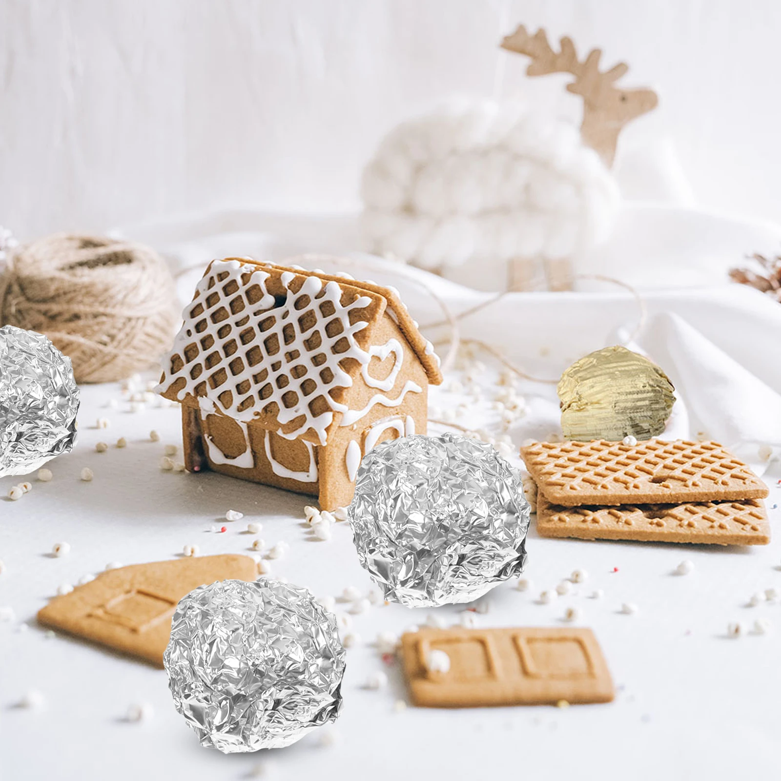 

200pcs Silver Glossy Chocolate Wrapping Foil Paper for Gift Packaging Supplies Homemade Sweets Baking Tools