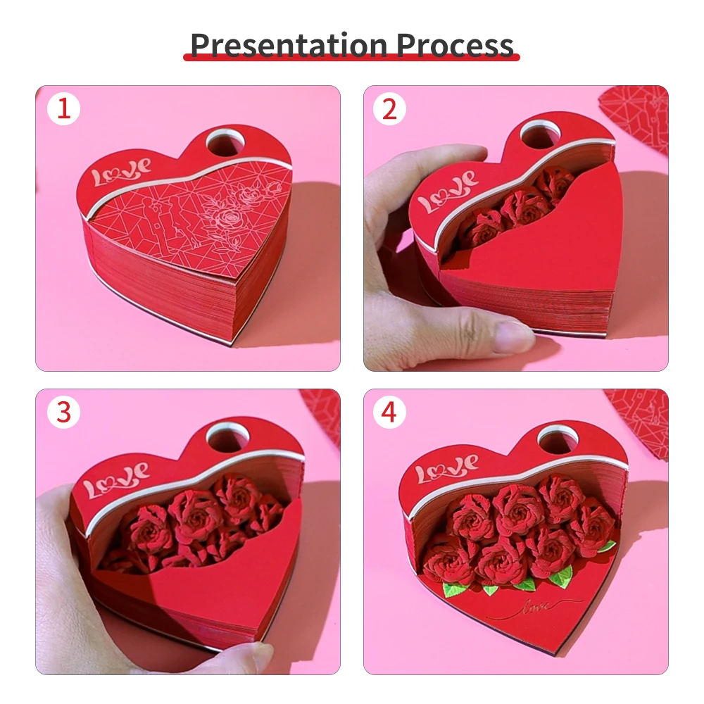 Notepad Artistic 3D Novel Love Gift Rose 3D Memo Pads Paper Art Model Unique Gift Items Desktop Decoration Stationery Ornaments