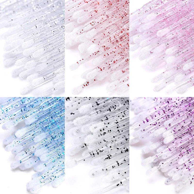 100 個使い捨て綿棒まつげマイクロブラシマスカラワンドアプリケータースティック綿棒まつげエクステンション接着剤除去ツール