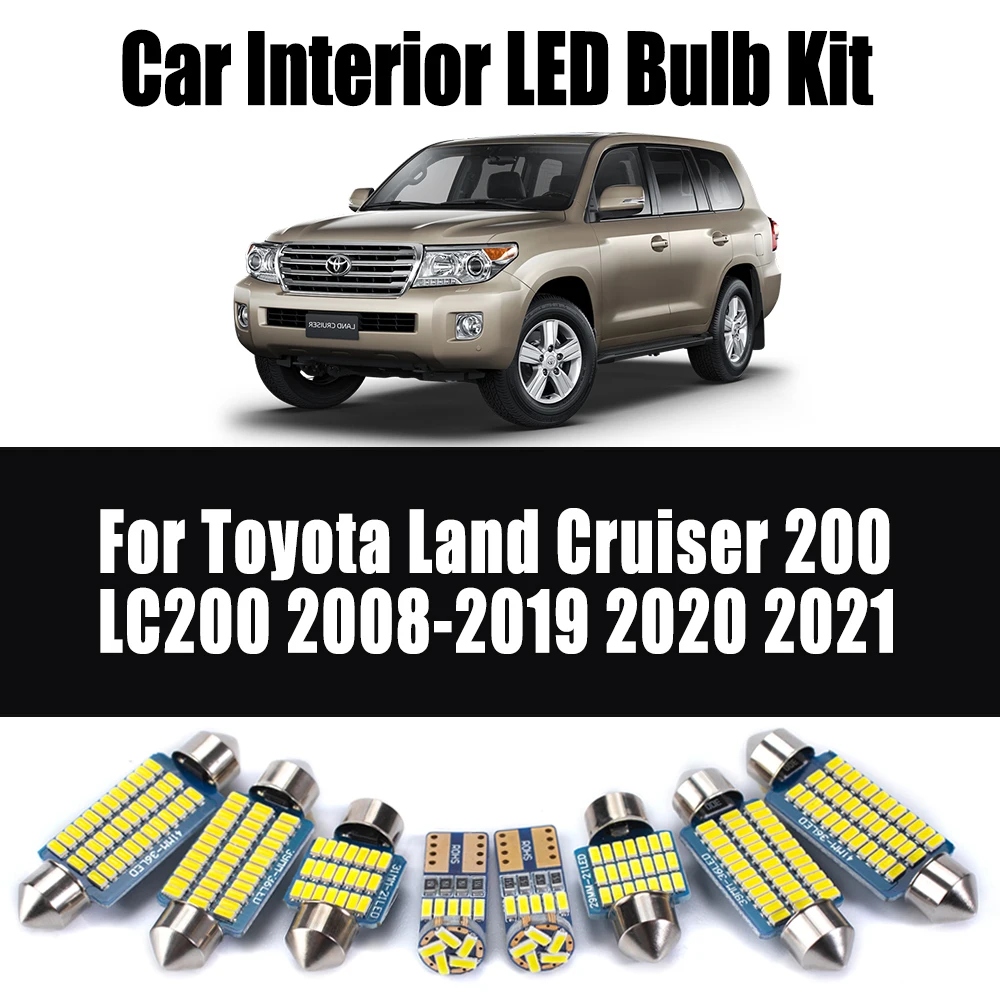 

16Pcs Canbus LED Interior Reading Dome Trunk Light Kit For Toyota Land Cruiser 200 LC200 2008 - 2020 2021 Car License Plate Bulb