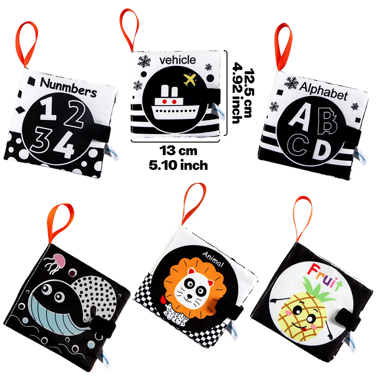 Soft Cloth Books Baby Books Cloth Books for Baby Infant Toddlers, High Contrast Black and White Crinkle Washable Early Education
