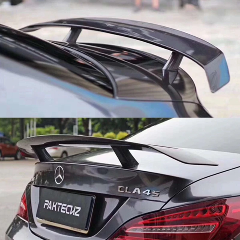 GT Spoiler For Mercedes CLA Wing CLA45 W117 C117 Matt Carbon Fiber Rear Trunk Lid Spoiler CLA180 CLA200 CLA250 CLA260 2013 ON