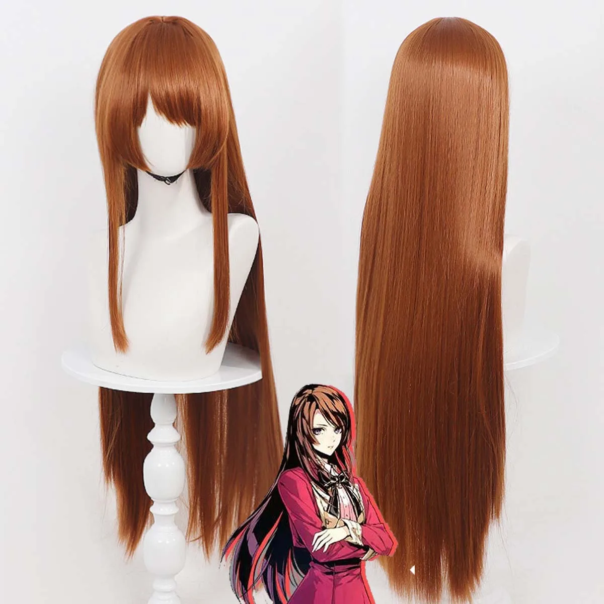 Variable Baricade Hibari Toujou Cosplay Wig High Temperature Fiber Long Straight Orange Hair Adjustable Cap Halloween Role Play