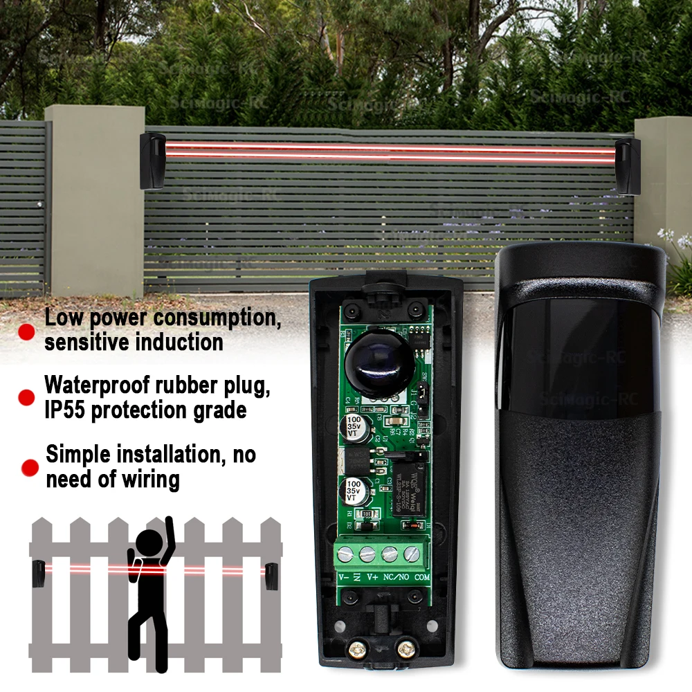 الكهروضوئية التلقائي بوابة مستشعر سلامة الباب إنذار مستشعر شعاع الأشعة تحت الحمراء الكهروضوئية 15 متر كشف المدى 12 ~ 24 فولت 3.6 فولت بطارية تعمل بالطاقة
