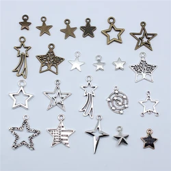 20pcs Star Charms For Jewelry Making Tibetan Bronze Silver Color Pendants Antique Jewelry Making DIY Handmade Craft