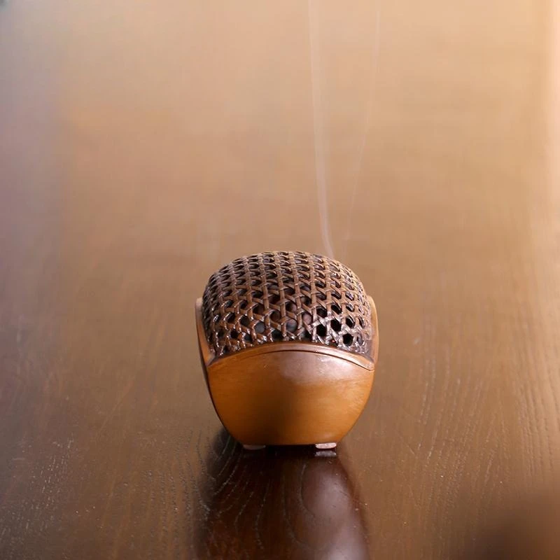 Pure handmade copper incense burner rattan square hollow incense household interior ornament