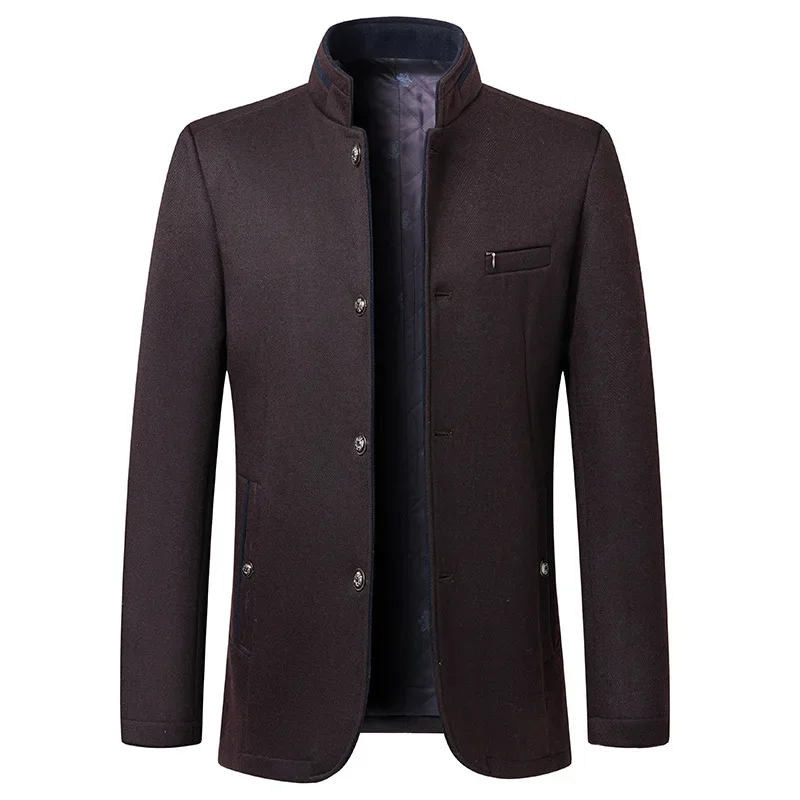 Men Stand-up Collar Business Casual Blazers Jackets Suits Coats Woollen Trench Coats New Winter Male Cashmere Overcoats size 5XL