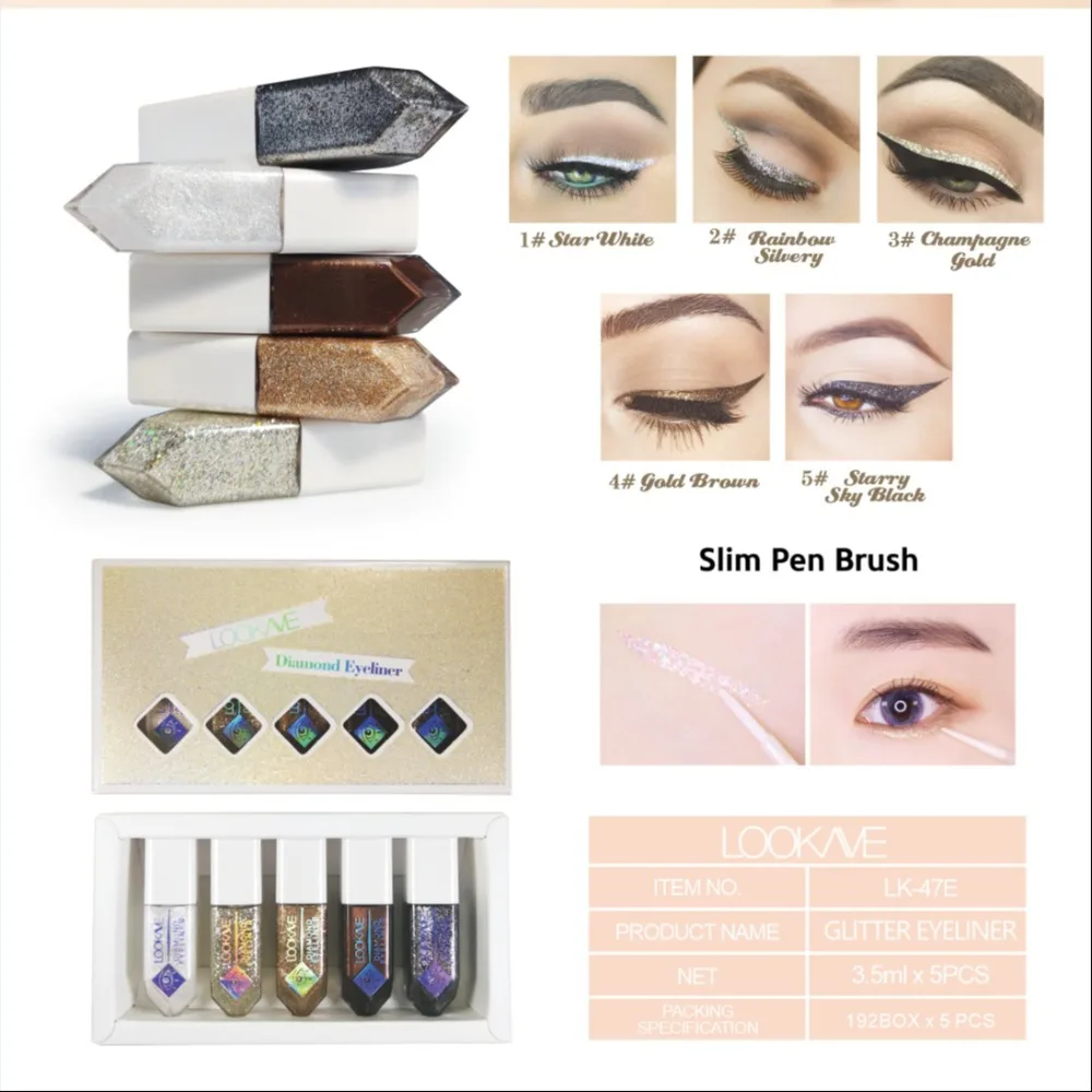 الكذب دودة القز الماس كحل لؤلؤي الترتر الكحل السائل مقاوم للماء لامع بريق عينيه أداة ماكياج العين