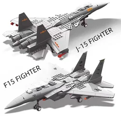 Large F15 J-20 military combat aircraft building blocks assembled toys boys benefit intelligence children gifts P-51 Fighter