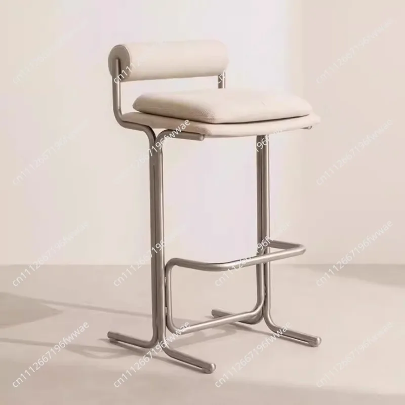 Bauhaus Inspired Bar Stool Designer Stainless Steel Kitchen Island Chair Minimalist Counter Seat Industrial Desk Reception Chair