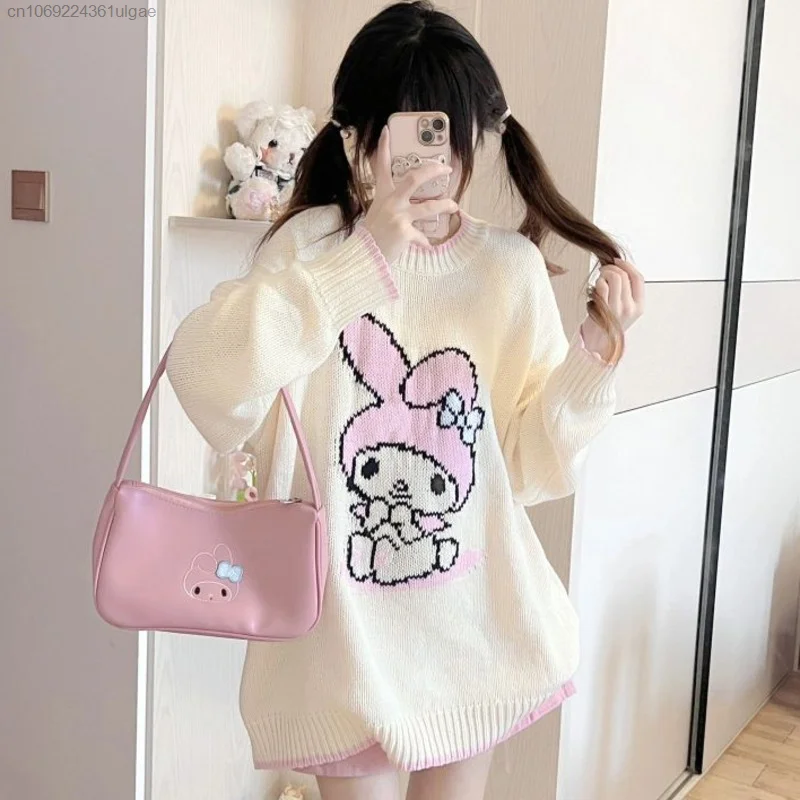 Imagem -02 - Tops de Malha Sanrio my Melody para Mulheres Pulôver da Moda Y2k Moletom Bonito Estilo Japonês Kawaii Novo Outono Inverno