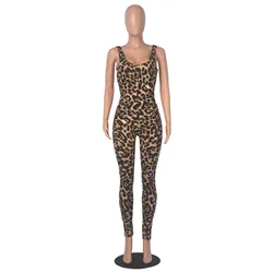 Fashion Sexy Women Skinny Jumpsuit Female Camis Rompers Girl's Streetwear Bodycon Overalls Lady's Leopard Jumpsuits