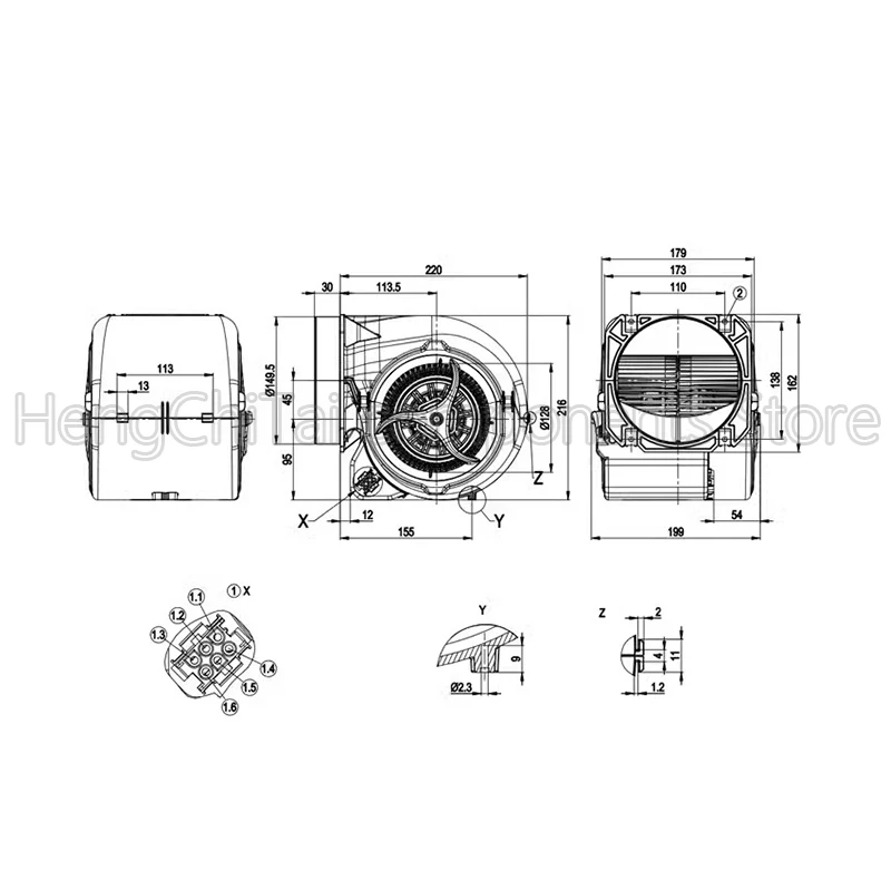 Ventilador de refrigeración Original, D2E146-HT67-01 de trabajo, 100% V, 230/1.75A, 1,55 D2E146-HT67-01 230V 1.55/1.75A