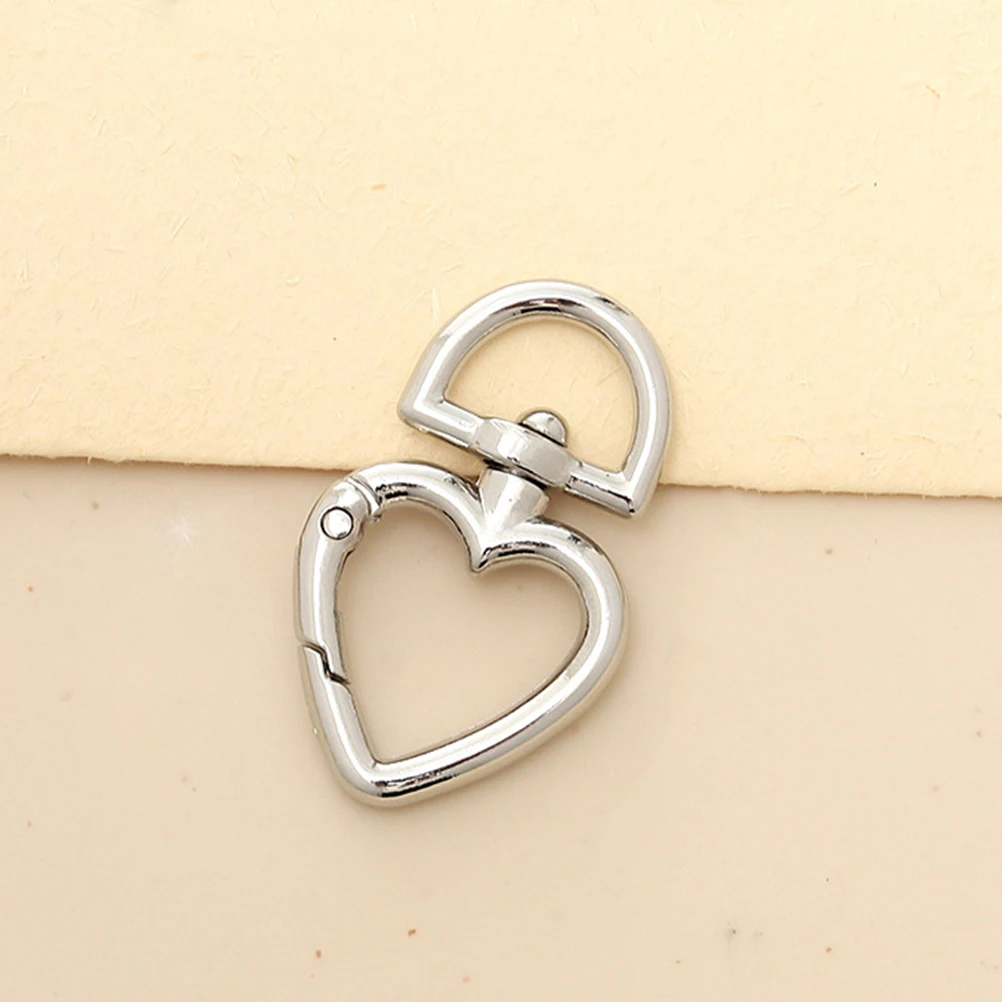 

8 PCS Metal Heart Keychain Ring Shape Bag Buckle Carabiner Diy Keychains Zinc Alloy