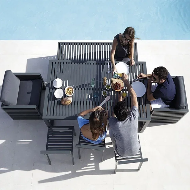 

For Luxury Metal Aluminum Frame Sectional Sofa Patio Outdoor Garden Furniture Sofa Set