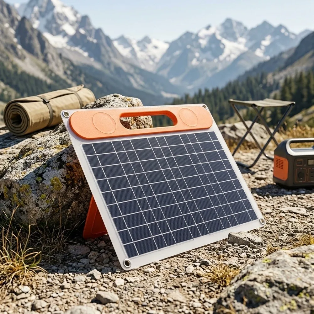 30W Monocrystalline Solar Panel Single Fold With Handle Dual USB Output Fast Charging For Outdoor Camping Hiking Power Supply