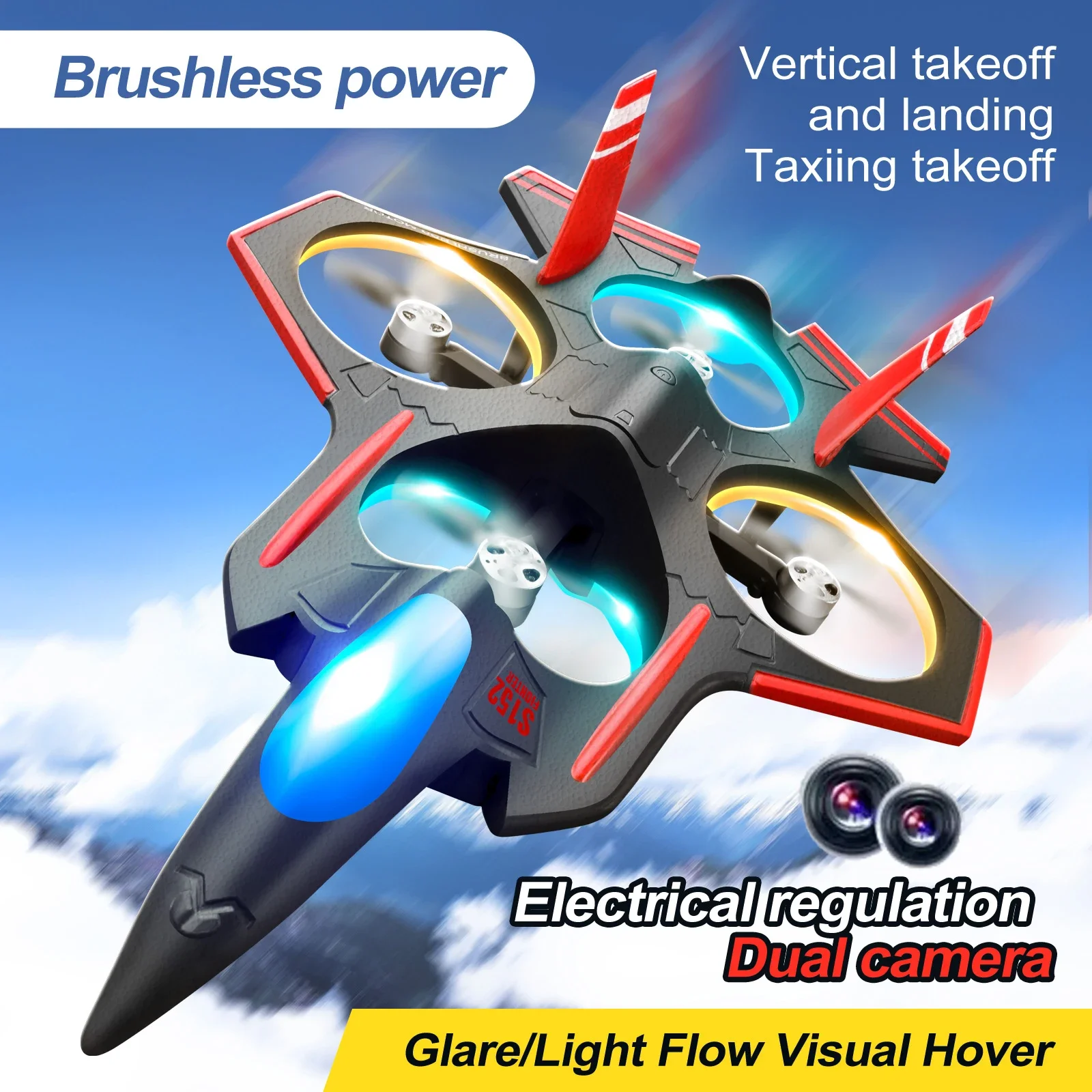 RC Foam Drone with Double HD Camera Glider Remote Control Aircraft Plane Fighter Brushless Motor Glider Airplane EPP Foam Drone