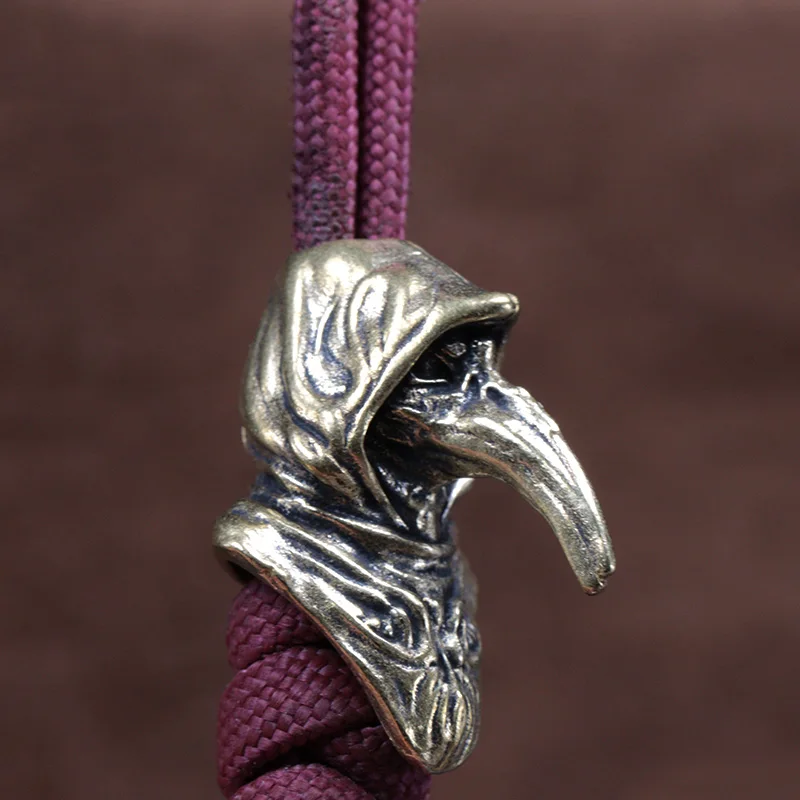 Long Beak Mask Doctor Brass Knife Bead EDC DIY Paracord Woven Bracelets Lanyard Pendant Accessories Outdoor Tool Hangings Charms