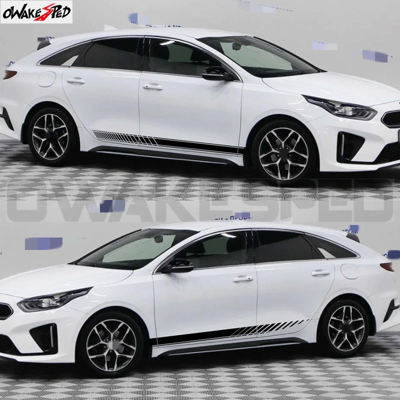 2pcs Car Body Door Side Skirt Sticker Racing Sport Stripes Customized For KIA Proceed GT GT-line Accessories DIY Vinyl Decals