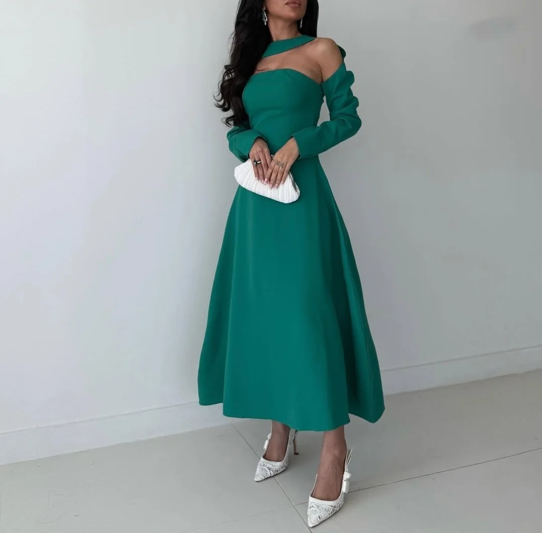 

Customized Short Crepe Strapless Evening Dresses Mermaid Tea Length Zipper Back Vestidos de noche Prom Dresses for Women