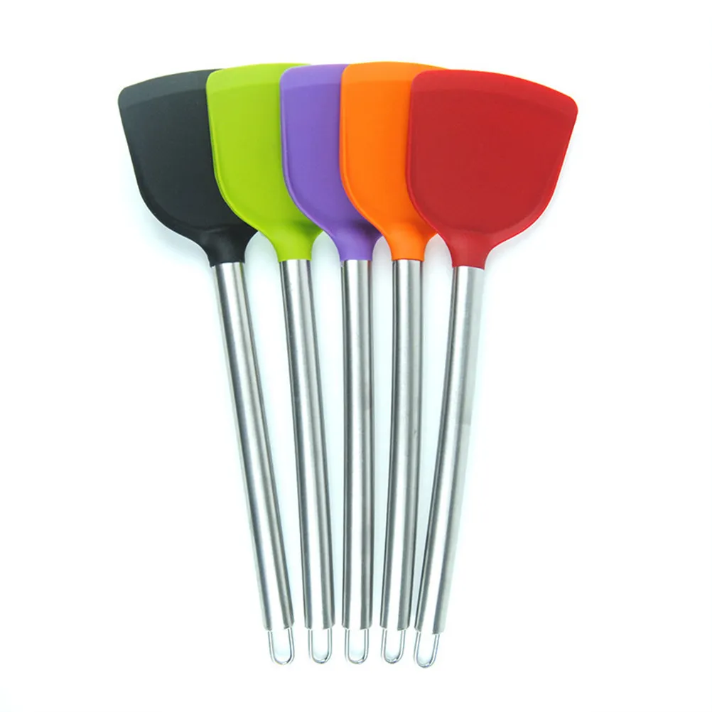 Silicone Spatula with Stainless Steel Handle Non Scratch Heat Resistant Cooking Spade for Frying Eggs Pancakes Baking