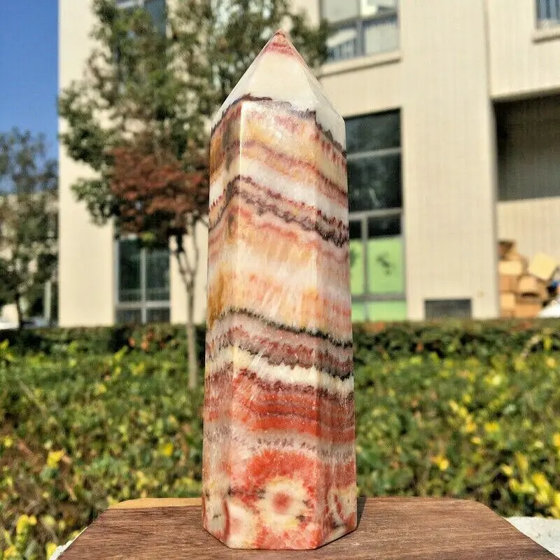 

Natural Rhodochrosite Column Quartz Crystal Tower Point Healing