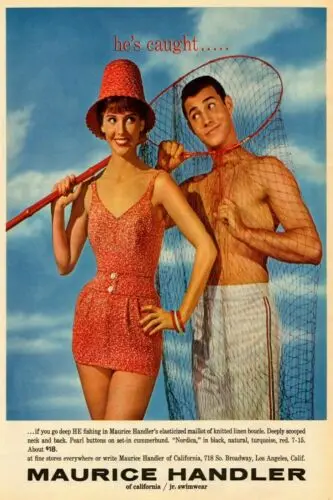 Maurice Handler Swimwear Advert Retro Vintage Style Metal Sign, bikini, swimsuit