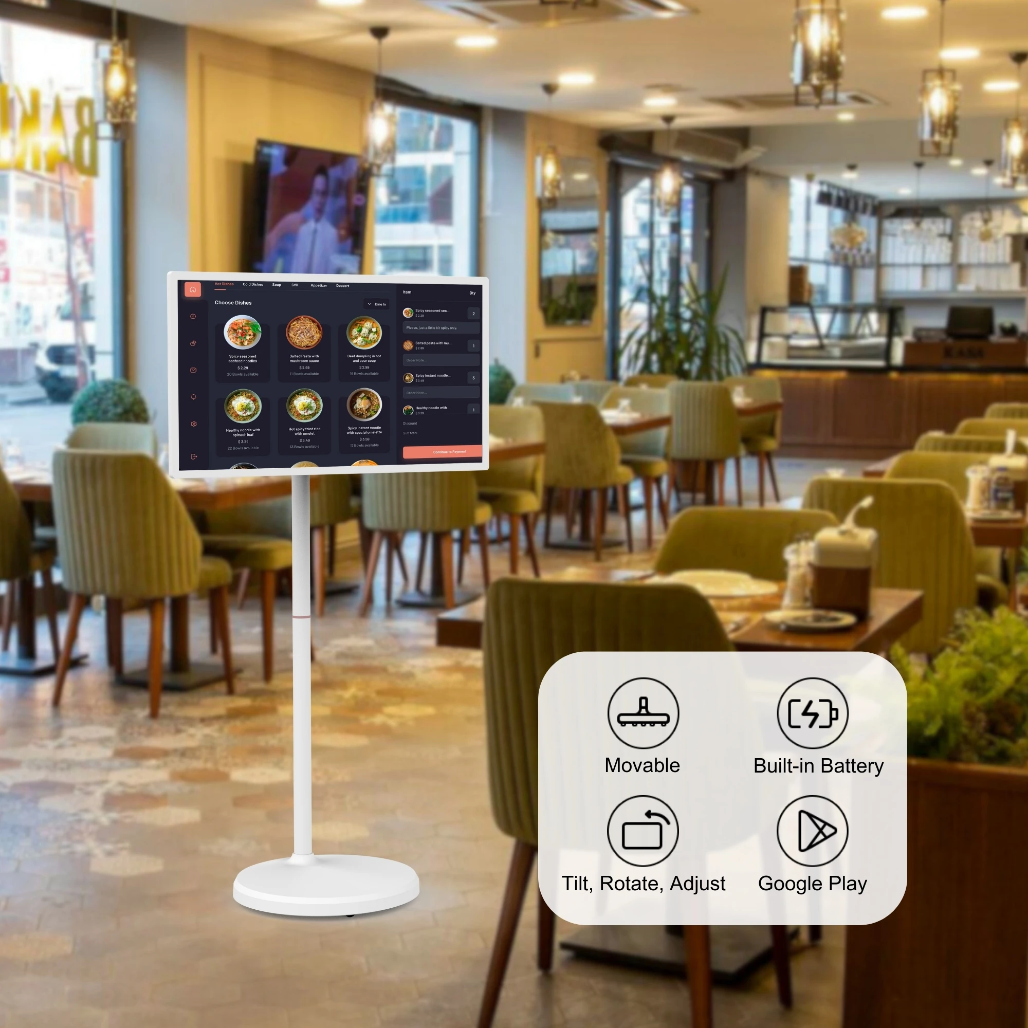 

32-дюймовый портативный сенсорный экран Android 13, питание от батареи, интерактивный дисплей с дополнительной камерой для розничных магазинов и торговых центров