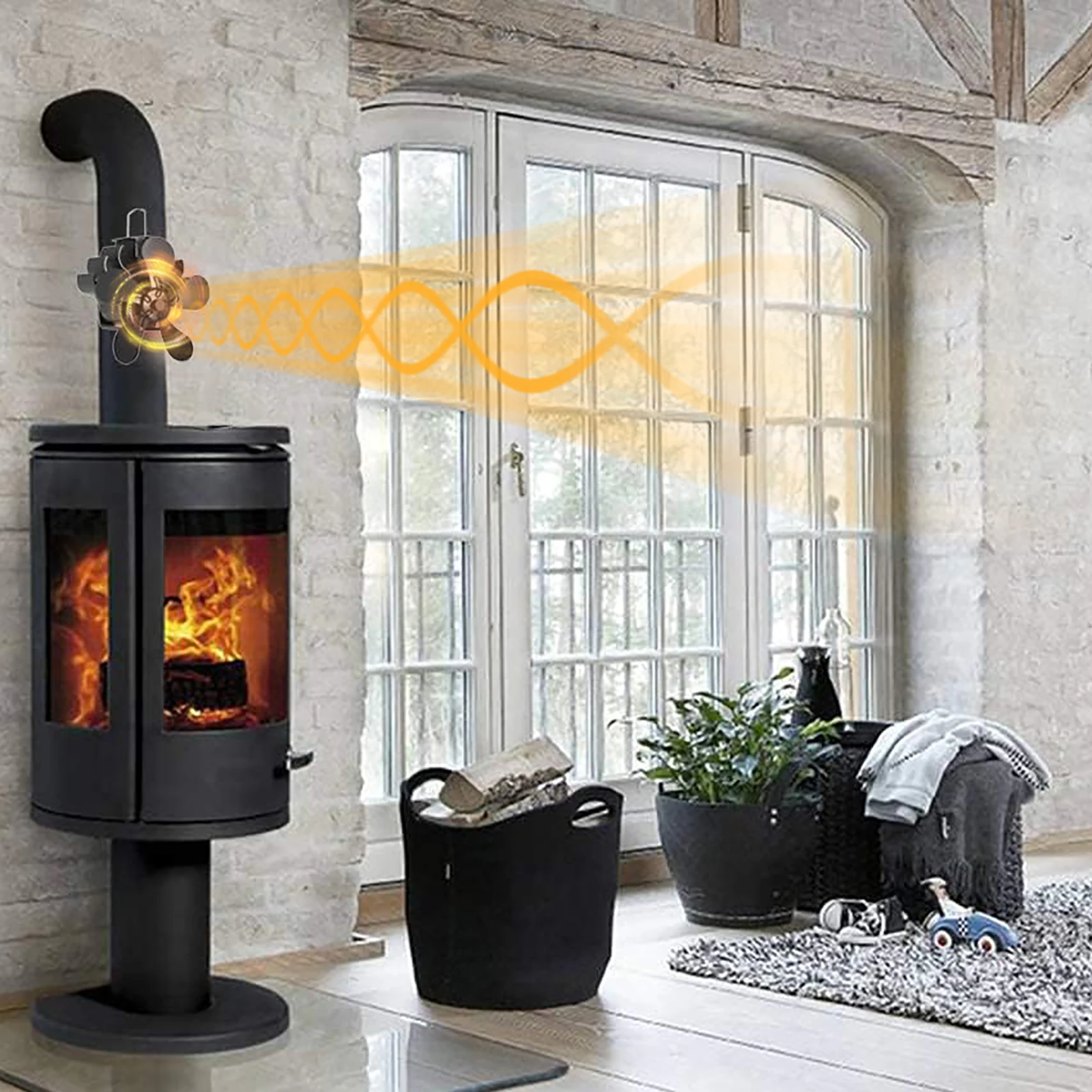 Magnetische Houtkachelventilator, Door Warmte Aangedreven Kachelventilator, Magnetisch Gemonteerde Rookpijp Haardventilator, Stille Ecofan Voor