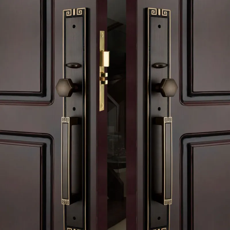 Pure copper Chinese door lock villa entry solid wood double open luxury new Chinese retro split big lock