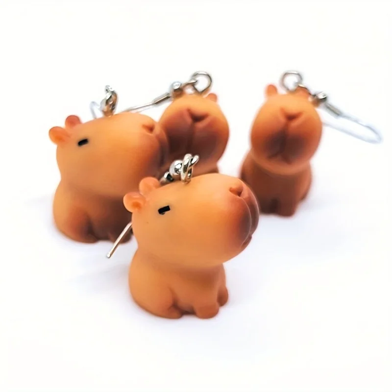 Handmade Resin Capybara Earrings, Cute Animal Theme Jewelry, Gift for Animal Lovers, Unique Nature-Inspired Accessories