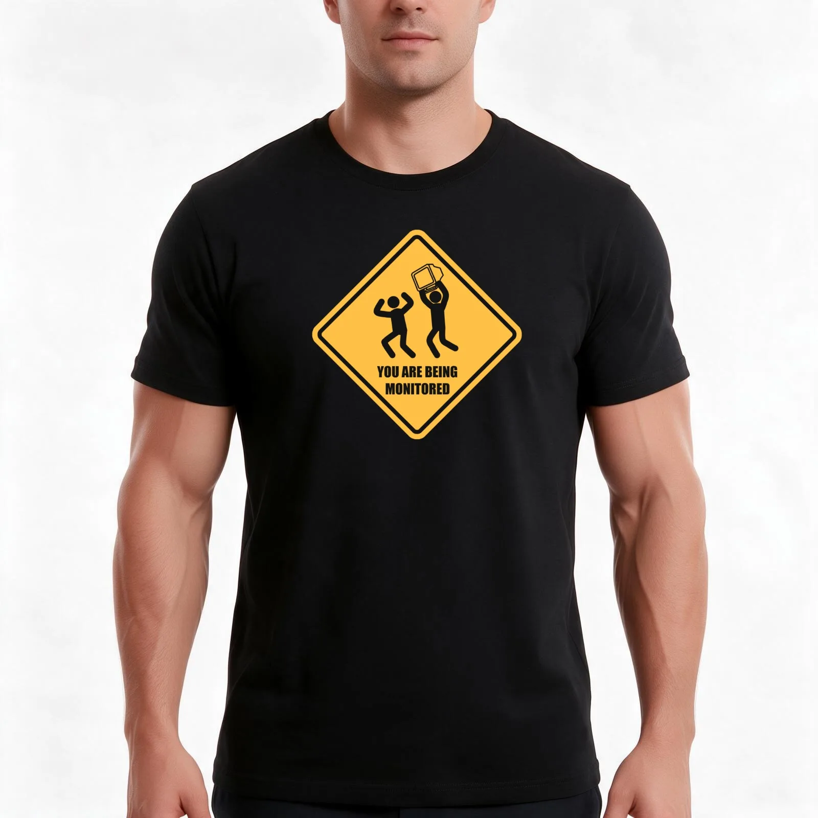 You Are Being Monitored T-Shirt, Summer Casual Cotton Tee, Oversized Streetwear Tops, Vintage Graphic Print, Unisex Men Women