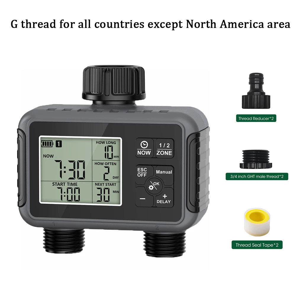 Insoma 2-Zone Sprinkler Timer Programmable Garden Hose Timer Water-Saving Irrigation Controller for Lawn Yard Drip Systems IPX5 image 3
