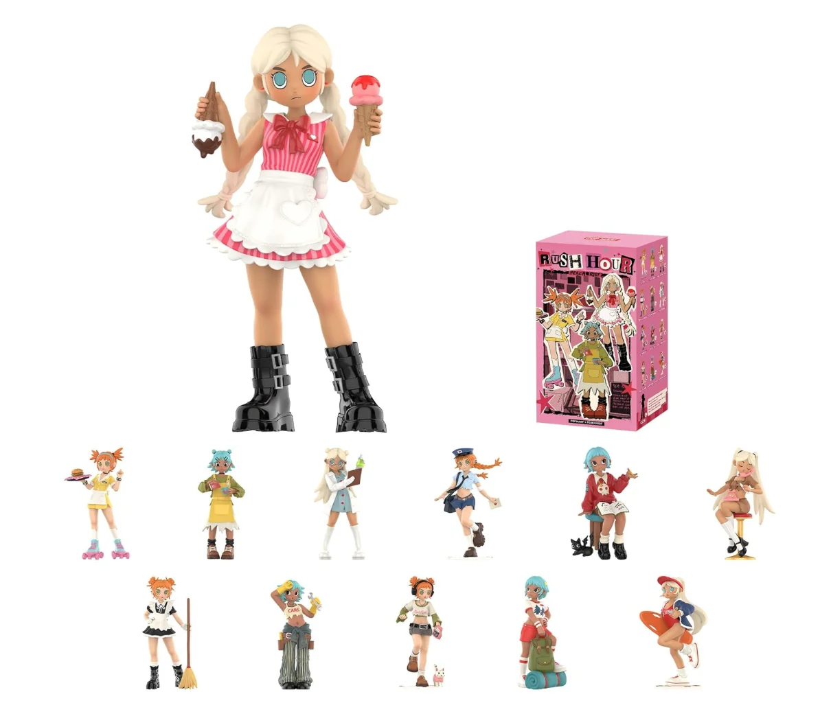 

POP MART Peach Riot Rush Hour Series Figures Blind Box Figures, Random Design Action Figures Collectible Toys