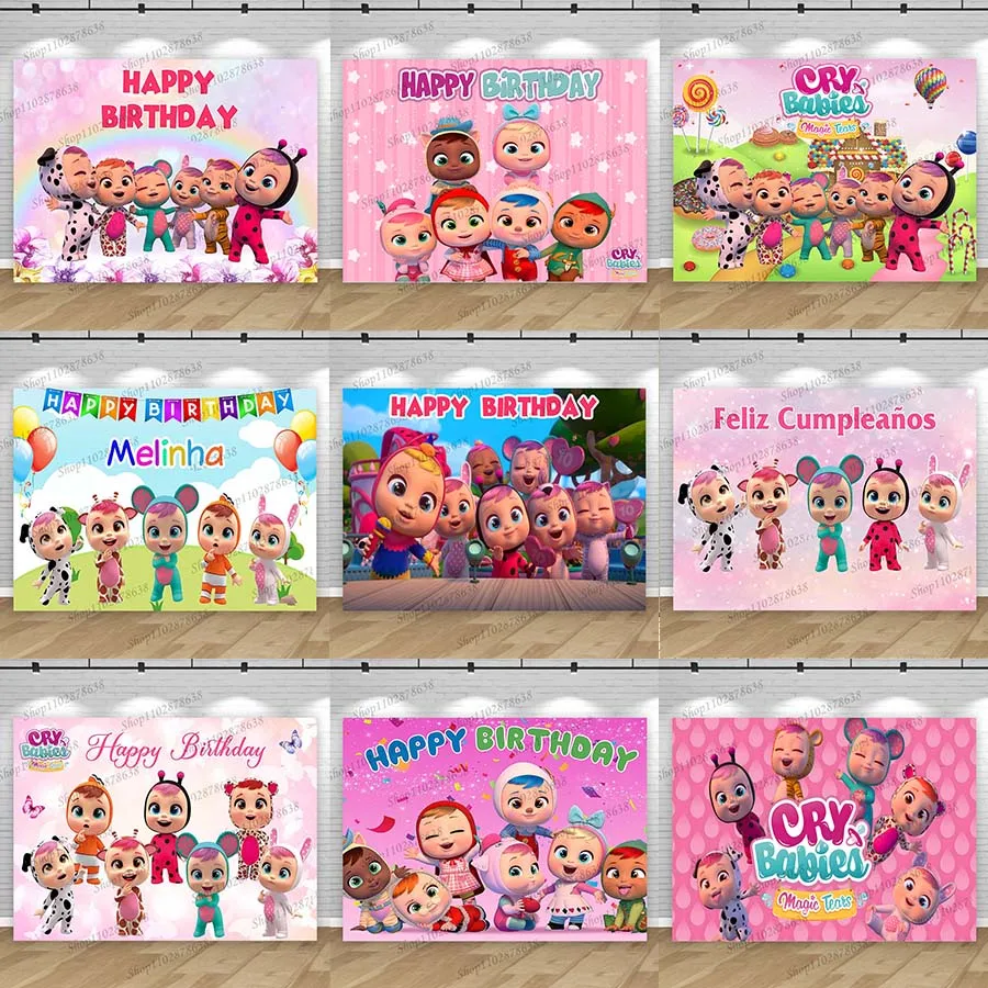 Cry Babies Magic Tears - Pancarta Personalizada, Fondo para Cry Babies Magic Tears, Decoración para Fiestas de Cumpleaños Infantiles, Baby Shower, Photocall