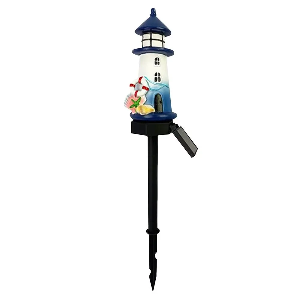 Waterproof Solar Lighthouse Solar Powered Resin Material Outdoor Decor Ground Insertion Luminous Effect LED Solar Lawn Light