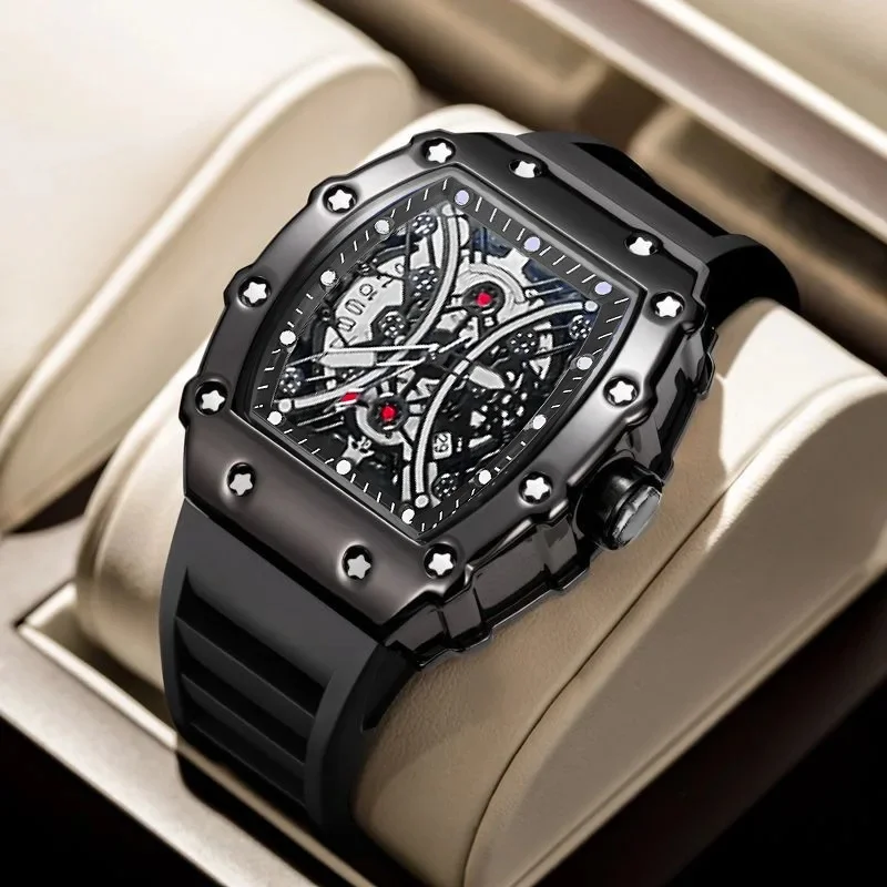 Hollowed Out design Classic Style Quartz Watches Men Luxury Creative Design Waterproof Silicone Rubber Men Male Watch Clock New