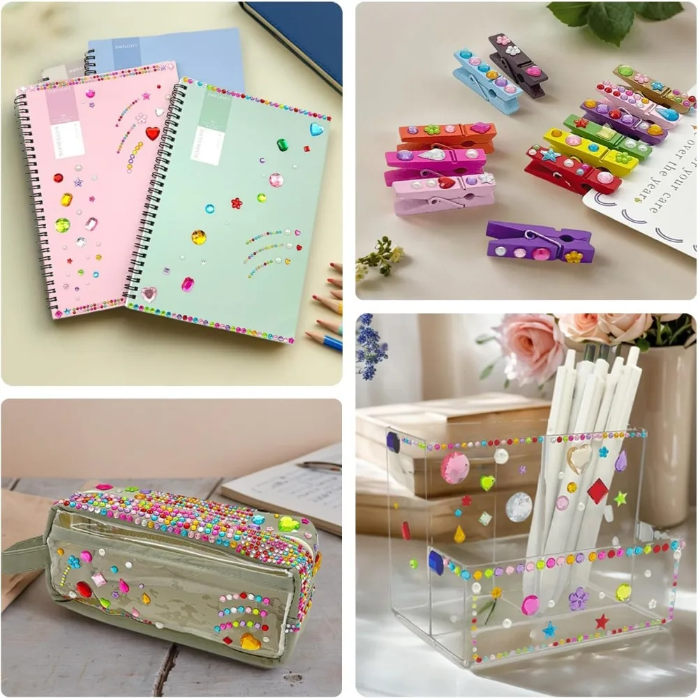 2774 قطعة من ملصقات الأحجار الكريمة للحرف اليدوية - ملصقات جوهرة ذاتية اللصق من حجر الراين، تلتصق على أحجار الراين الأحجار الكريمة للحرف اليدوية، أكريليك